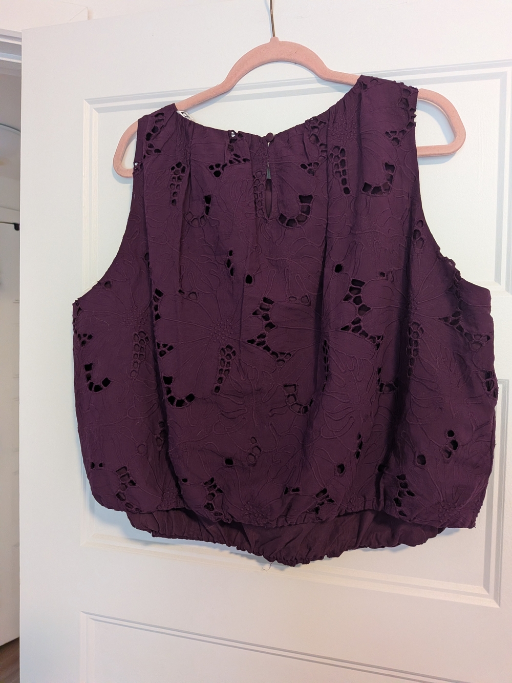Addition Elle Sleeveless Eyelet Crop Top - Plum